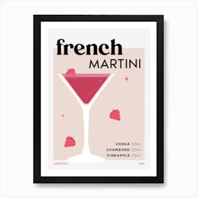 French Martini in Beige Cocktail Recipe Art Print