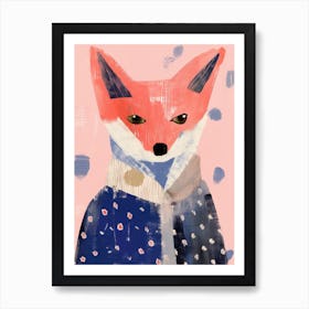 Playful Illustration Of Red Fox Bear For Kids Room 3 Art Print