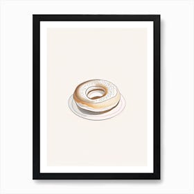 Bagel On Plate Minimalist Line 1 Art Print