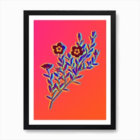 Neon Rosa Persica Botanical in Hot Pink and Electric Blue n.0463 Art Print