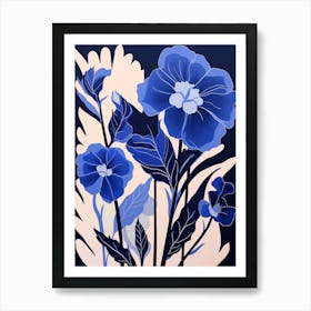 Blue Flower Illustration Gladiolus 3 Art Print