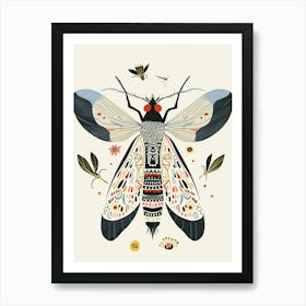 Colourful Insect Illustration Fly 15 Art Print