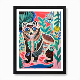 Maximalist Animal Painting Raccoon 5 Art Print