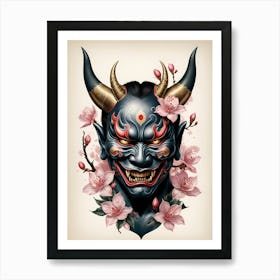 Floral Irezumi The Traditional Japanese Tattoo Hannya Mask (11) Art Print