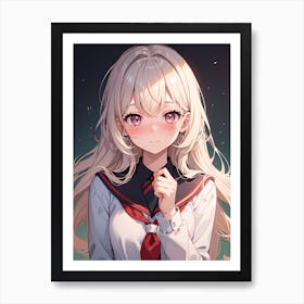 Anime Girl In School Uniform 2 Art Print