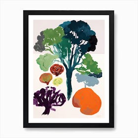 Colourful Broccoli Illustration 1 Art Print