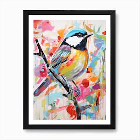 Colourful Bird Painting Carolina Chickadee 1 Art Print