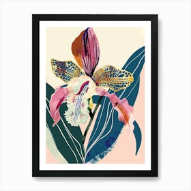 Colourful Flower Illustration Monkey Orchid 3 Art Print