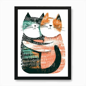 Two Cats Hugging 7 Affiche