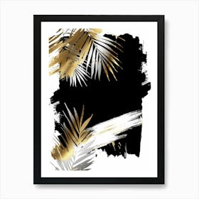 Gold And Black Palm Leaves 7 Art Print