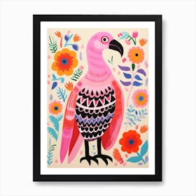 Pink Scandi Vulture 2 Art Print