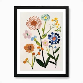 Painted Florals Scabiosa 1 Art Print