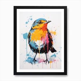 Andy Warhol Style Bird Robin 1 Art Print