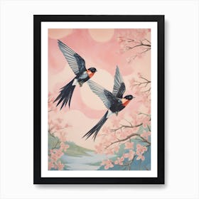 Vintage Japanese Inspired Bird Print Barn Swallow 6 Art Print