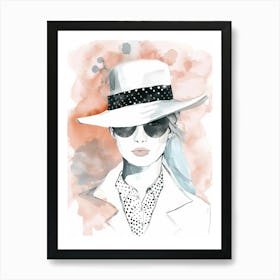 Watercolor Illustration Of A Woman In A Hat Art Print