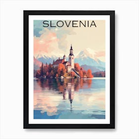 Colouful Slovenia travel poster lake bled Art Print