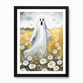 Sheet Ghost In A Field Of Flowers Painting (30) Art Print
