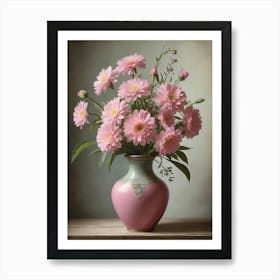 Pink Flowers In A Vase 2 Art Print