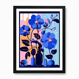 Blue Flower Illustration Bougainvillea 3 Art Print