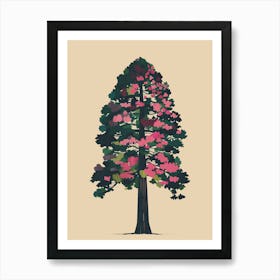 Redwood Tree Colourful Illustration 1 Art Print