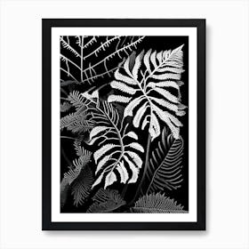 Delta Maidenhair Fern Linocut Art Print