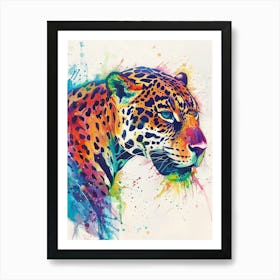 Jaguar Colourful Watercolour 3 Art Print