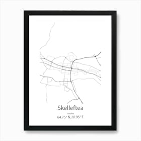 Skelleftea,Sweden Minimalist Map Art Print