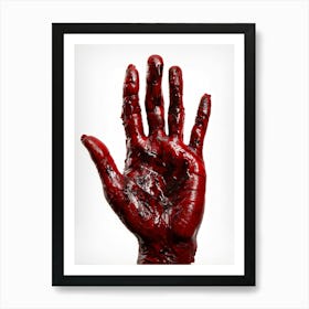 Creepy Textured Bloody Handprint Detailed With High Contrast Shadows Implying A Three Dimensional (4) Art Print