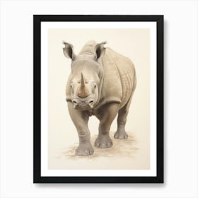 Rhino Walking Illustration Art Print