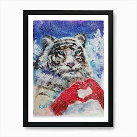 Festive Forest Friend Art Print