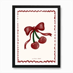 Cherries and Bow Print Art Print