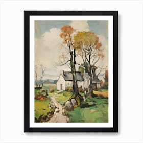 Small Cottage And Trees Lanscape Painting 2 Art Print