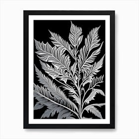 Madder Leaf Linocut 3 Art Print
