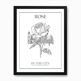 Rose In The City Line Drawing 1 Poster Art Print