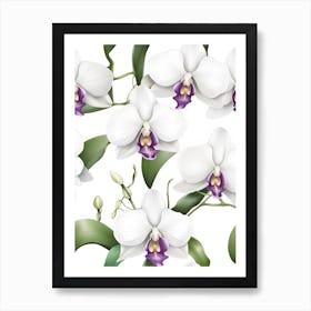 Seamless Pattern Of Orchids Art Print