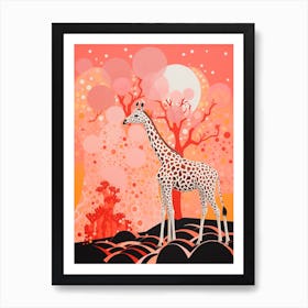 Giraffe Eating In The Tree Art Print