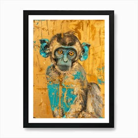 Baby Monkey Gold Effect Collage 4 Art Print
