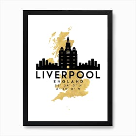 Liverpool England Silhouette City Skyline Map Art Print