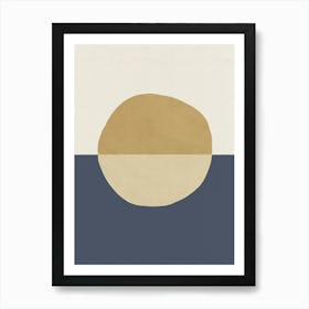 Painted Shapes Abstract Composition Horizon Gold Gray-blue Art Print