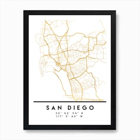 San Diego California City Street Map Art Print
