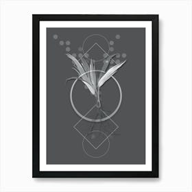 Vintage Date Palm Tree copy Botanical with Line Motif and Dot Pattern in Ghost Gray n.0278 Art Print