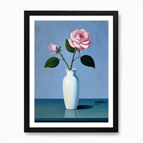 Pink Roses In A Vase Art Print