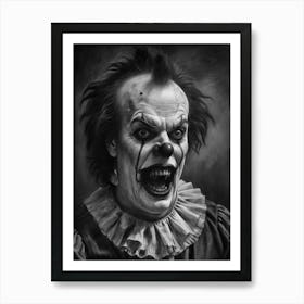 The Haunted Performer Creepy Freaky Clown Art Print