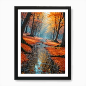 Autumn Leaves In A Stream Art Print