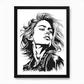 Mod Girl Black And White 25 Art Print