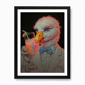 Eagle Drinking Cocktail Art Print