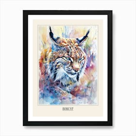 Bobcat Colourful Watercolour 4 Poster Art Print