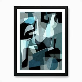 COQUETTE - Minimalist, Modern, Abstract, Graphic, Geo, Tonal, Blue, Seafoam Green, Mint &  Black Art Print