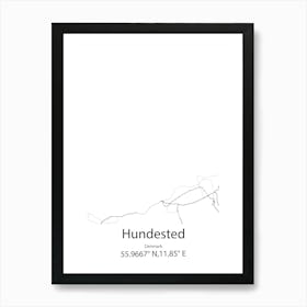 Hundested,Denmark Minimalist Map Art Print