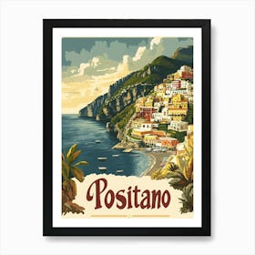 Aihrgdesign A Retro Travel Poster For Positano 2 Art Print